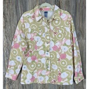 Vtg Cambridge Dry Goods Womens Cotton Floral Jacket Size 12 Cottagecore Mature‎